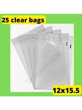 25 12x15.5 clear storage self seal bags